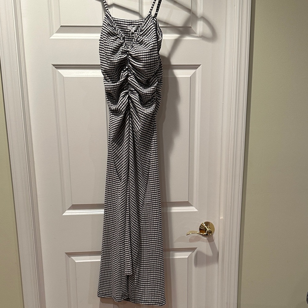 NET Rails Black & White Gingham Ruched Maxi Dress size M